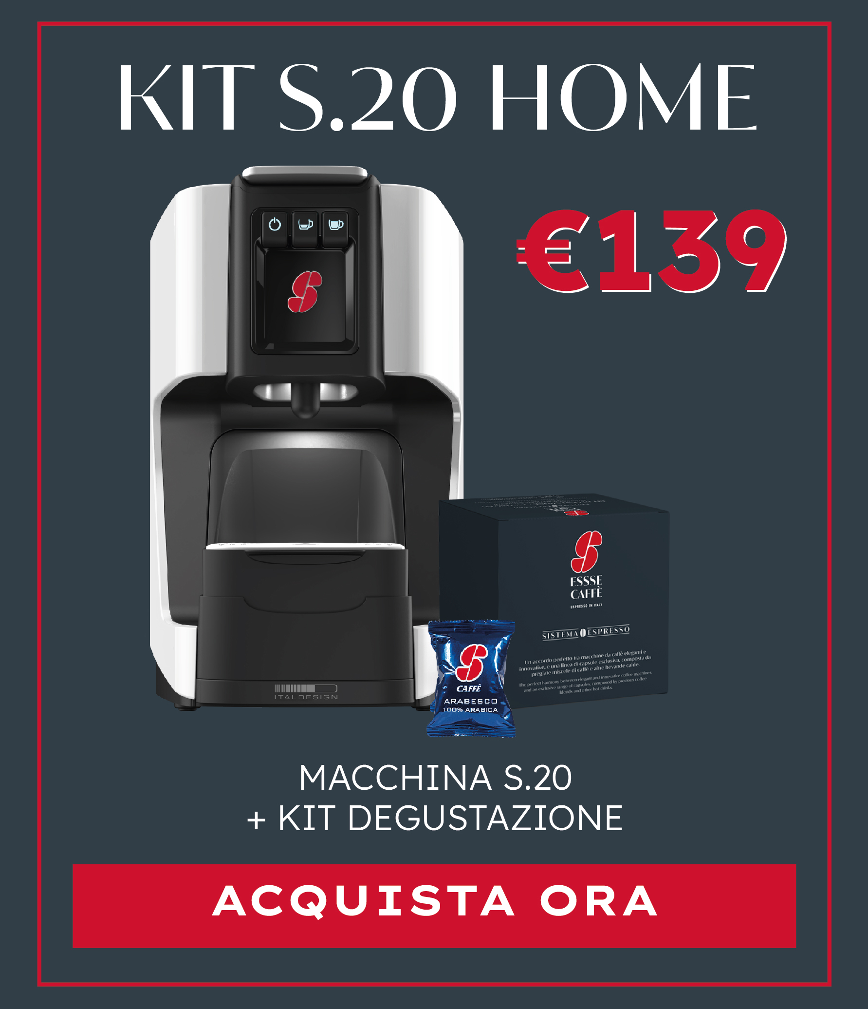 Essse Caffè Macchina Caffè Espresso con capsule 19 BAR 1100 Watt